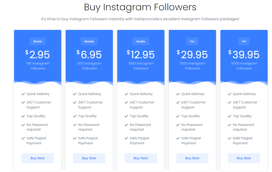 instapromote followers packages