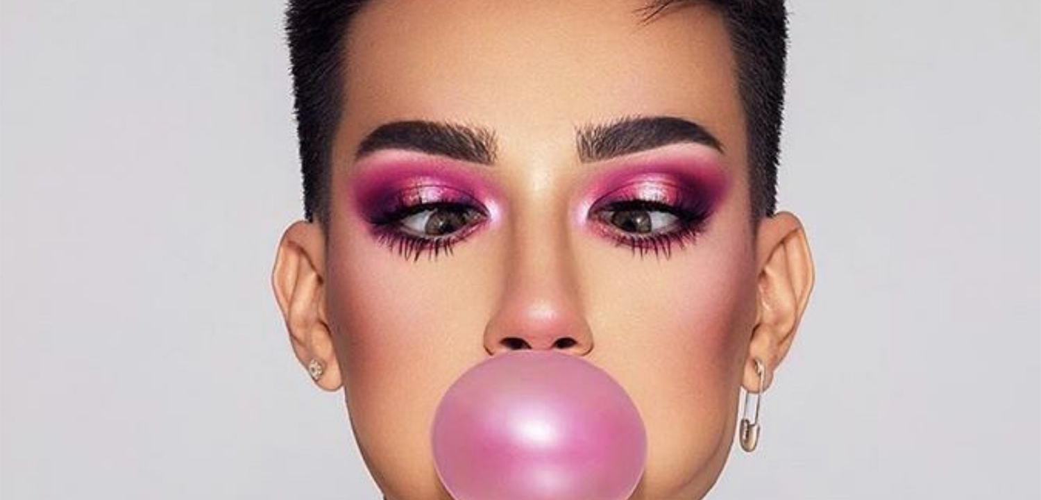 screenshot of james charles with bubble gum