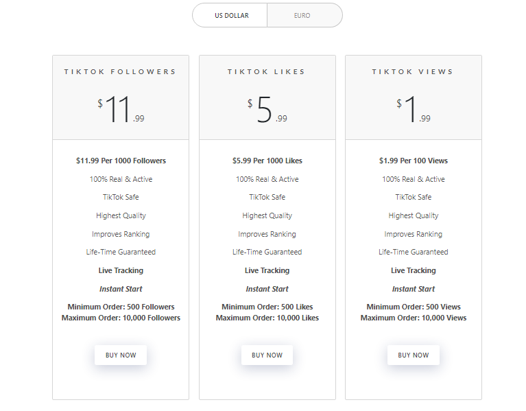 a screenshot depicting venium TikTok prices
